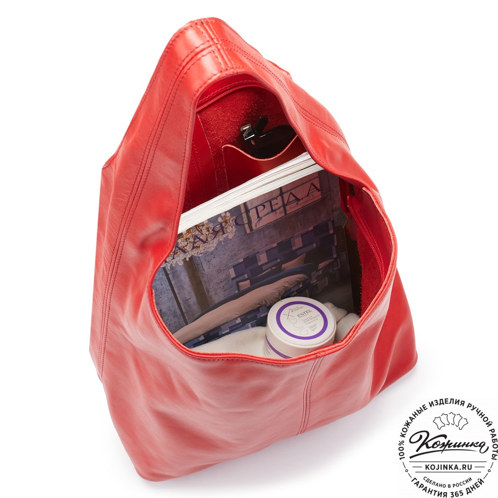 Женская кожаная сумка "Винтаж" (красная) 