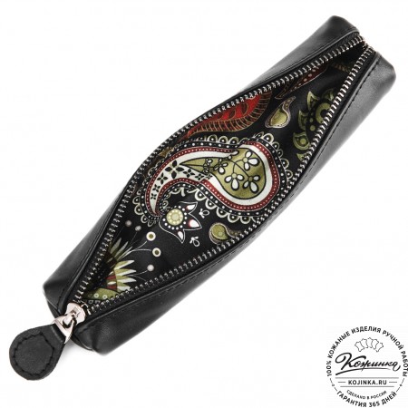 Кожаная мини-косметичка "Лонг" (чёрная)