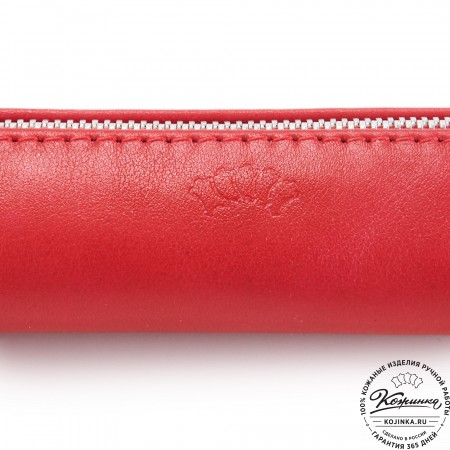 Кожаная мини-косметичка "Лонг" (красная)