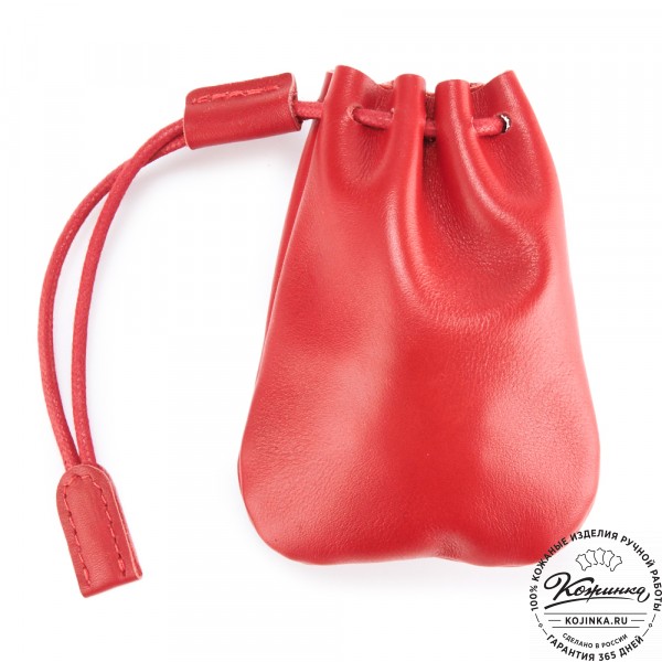 Кожаный мешочек "Луи" (красный). фото 1