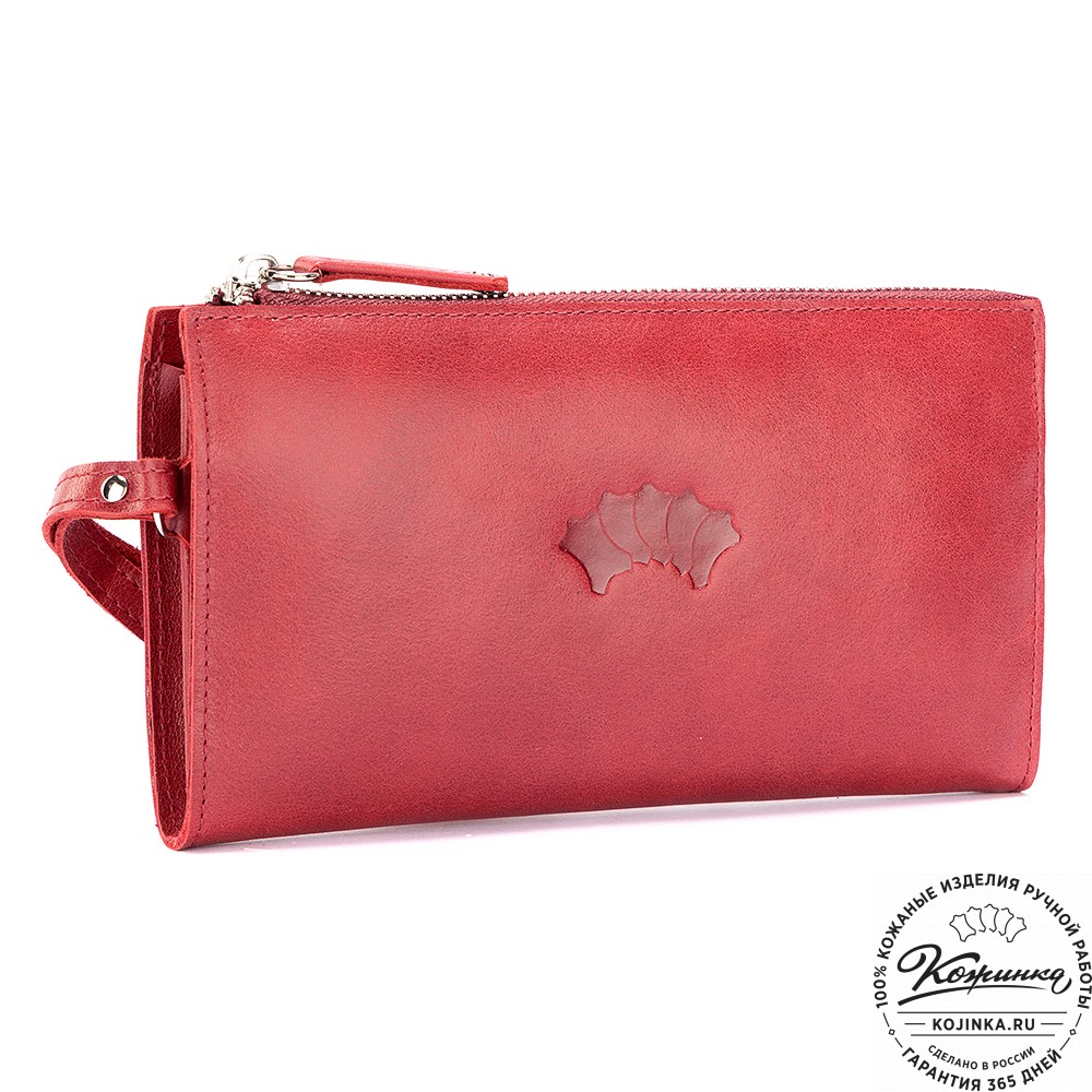 Кожаный клатч  Москва (малина)