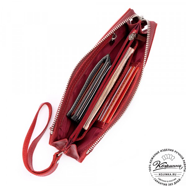 Кожаный клатч  Москва (малина). фото 1