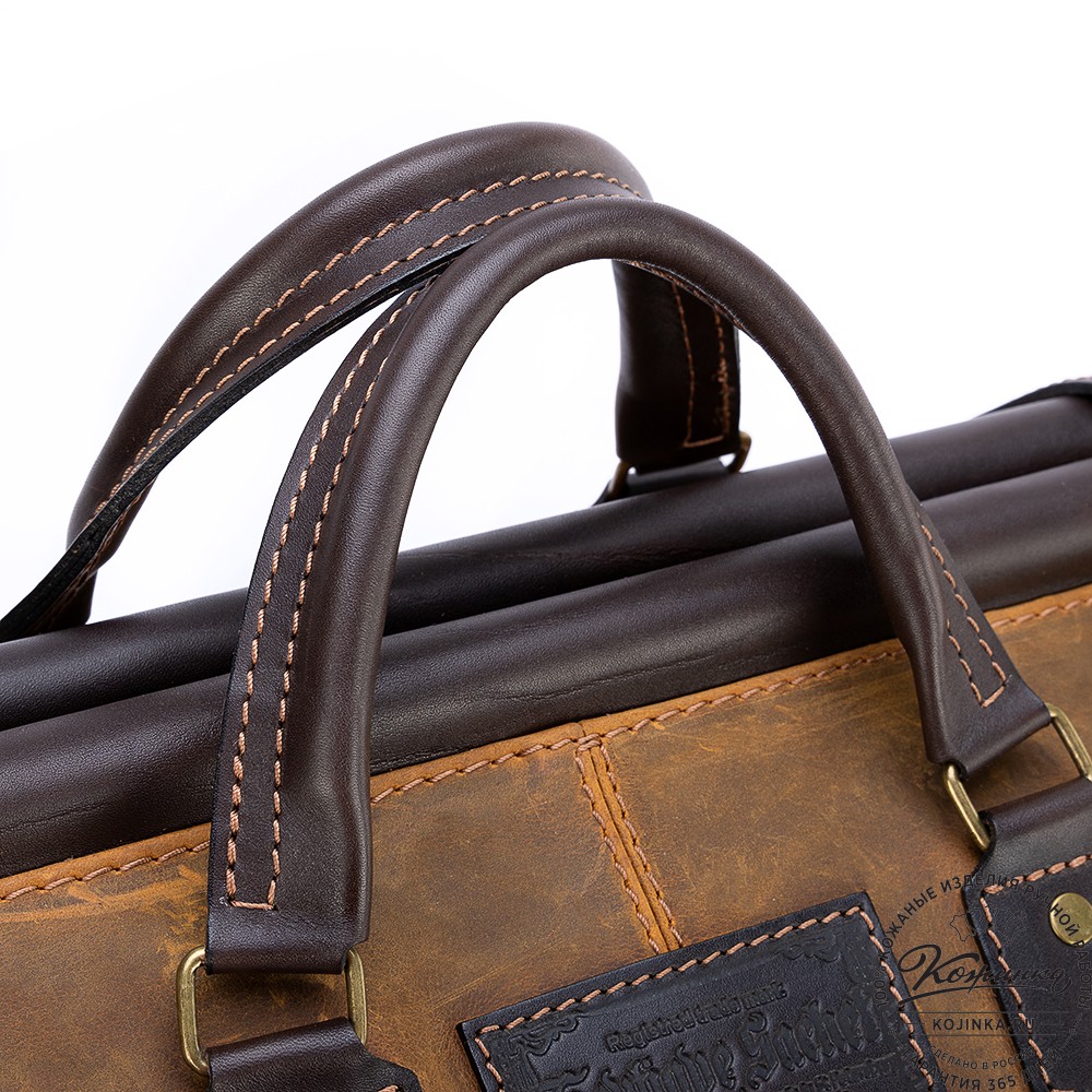 Кожаный дорожный саквояж "Большой" (рыжий крейзи)