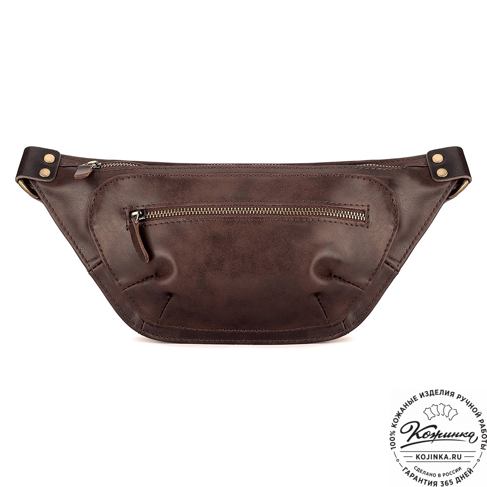 Кожаная сумка на пояс "Рики" (коричневая гладкая кожа)