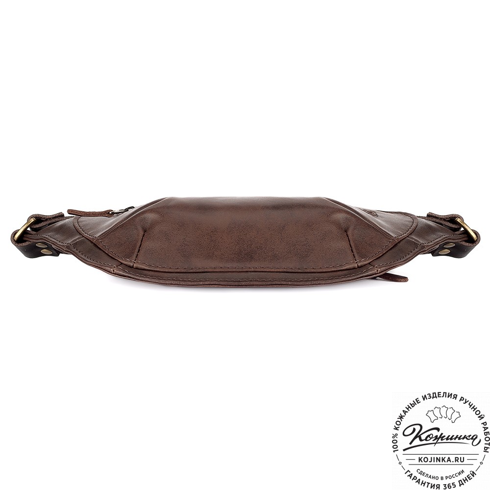 Кожаная сумка на пояс "Рики" (коричневая гладкая кожа)