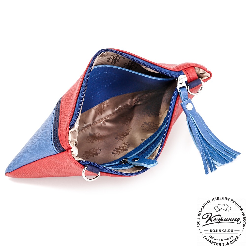 Женская кожаная сумка "Шарлота" (сине-красная)