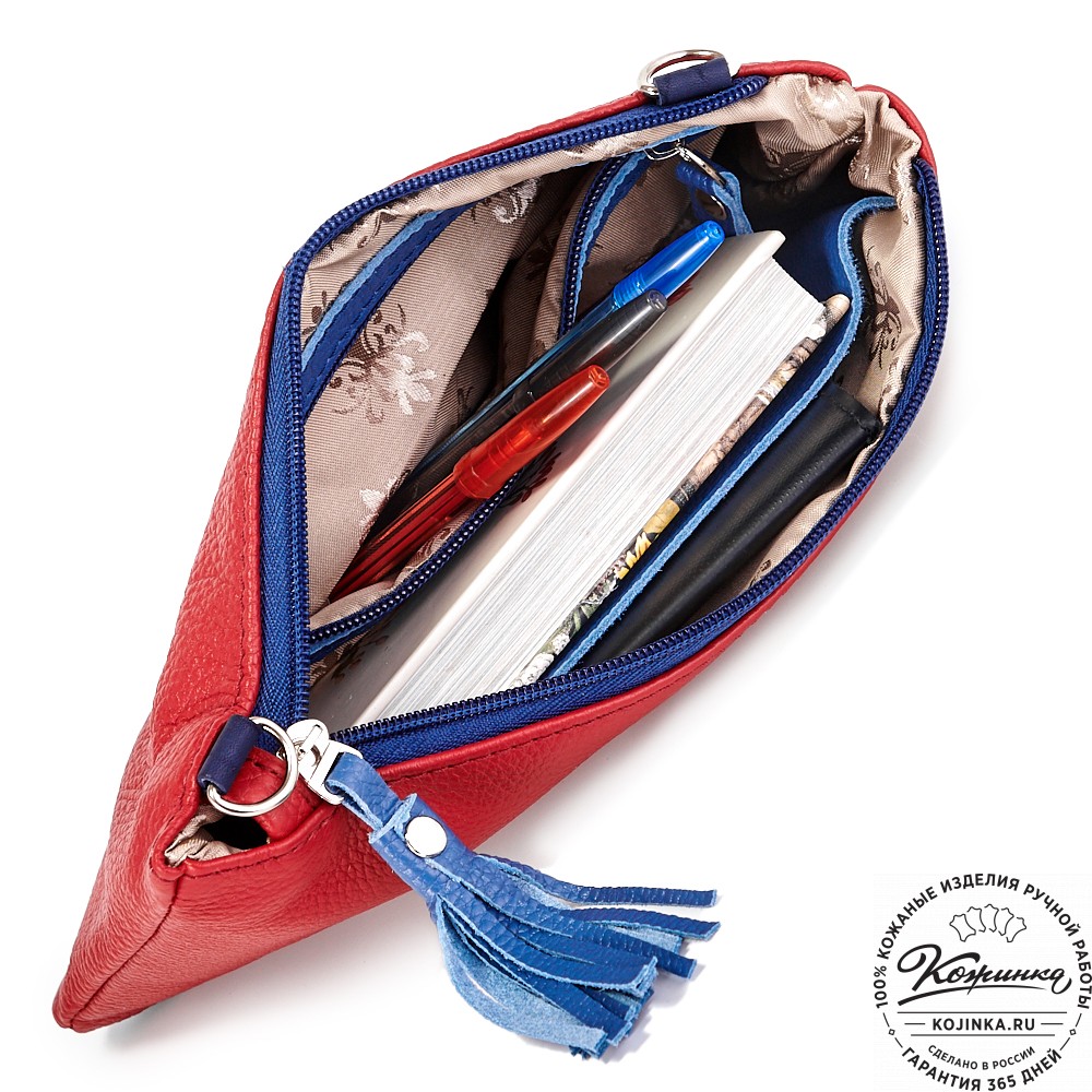 Женская кожаная сумка "Шарлота" (сине-красная)
