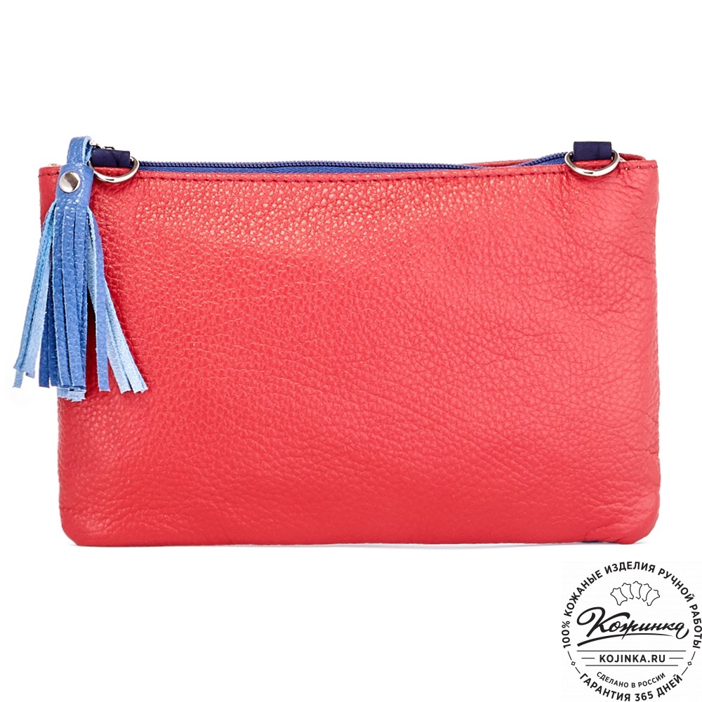 Женская кожаная сумка "Шарлота" (сине-красная)