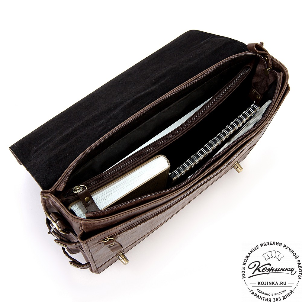 Кожаный портфель "Арамис" (тёмно-коричневый антик)