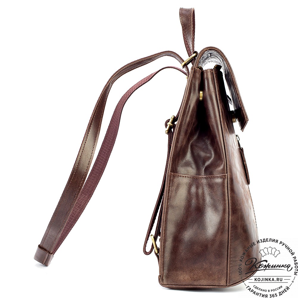 Женский кожаный рюкзак "Ассоль" (тёмно-коричневый антик)