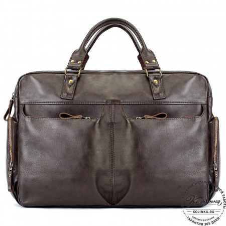 Кожаная деловая сумка для командировок "Бастилия" (коричневая)