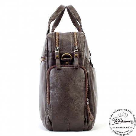Кожаная деловая сумка для командировок "Бастилия" (коричневая)
