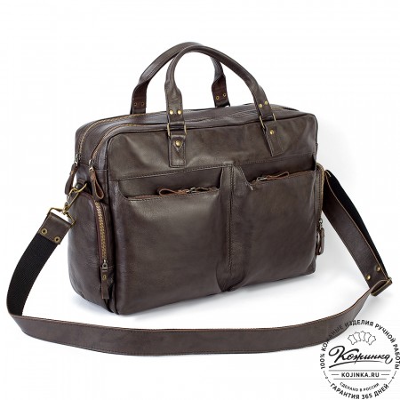 Кожаная деловая сумка для командировок "Бастилия" (коричневая)