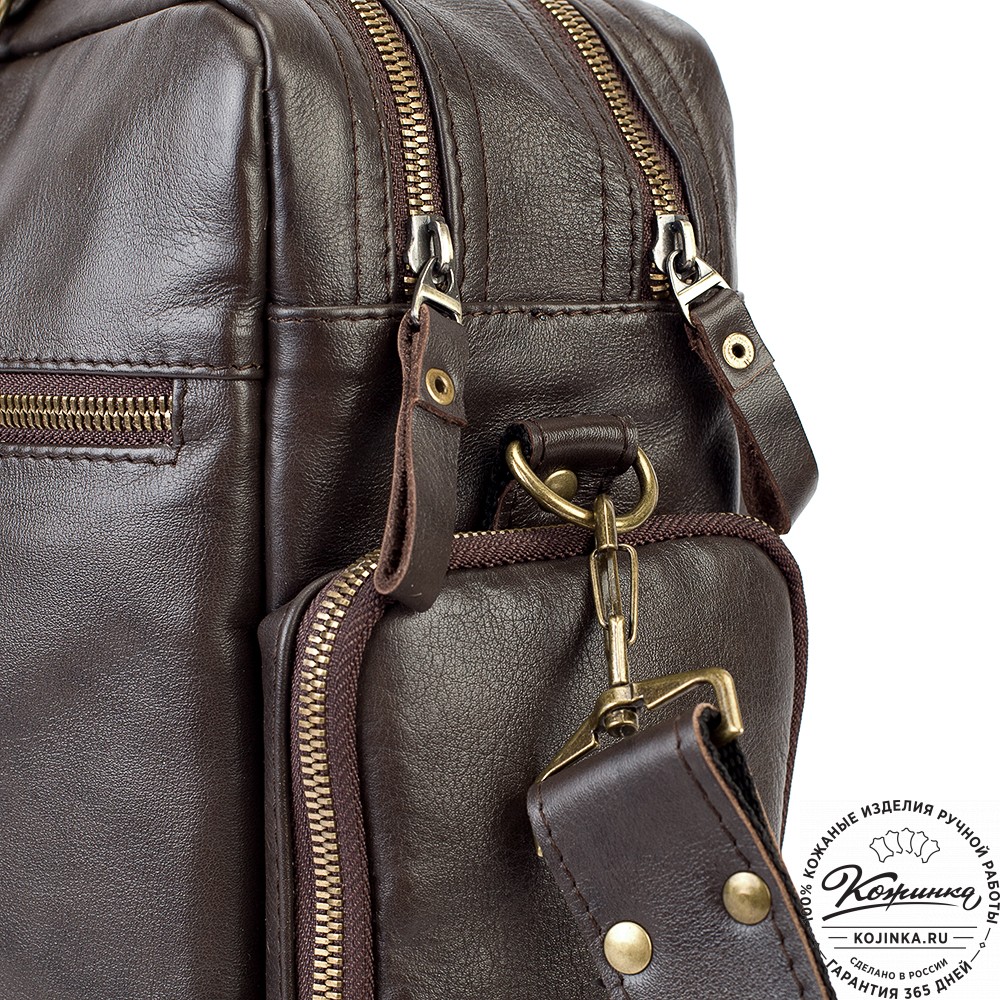 Кожаная деловая сумка для командировок "Бастилия" (коричневая)