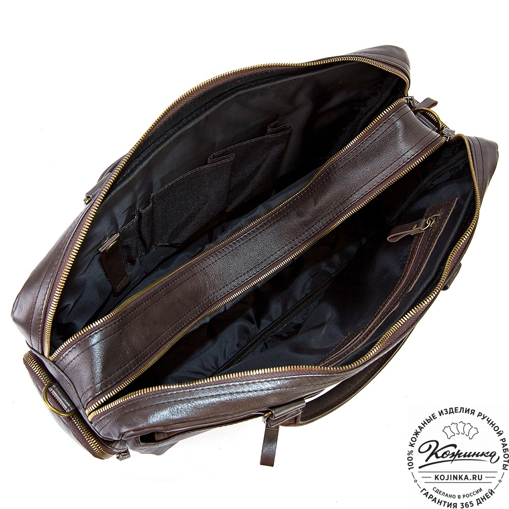 Кожаная деловая сумка для командировок "Бастилия" (коричневая)