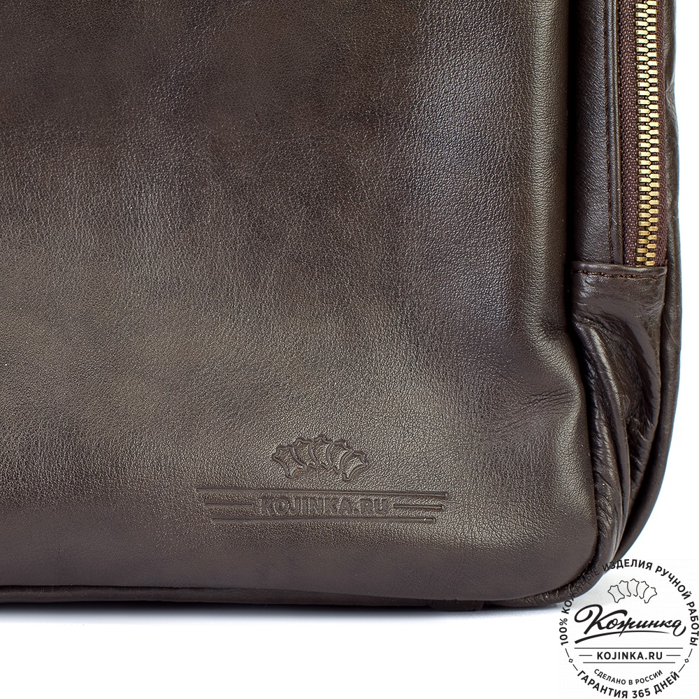 Кожаная деловая сумка для командировок "Бастилия" (коричневая)