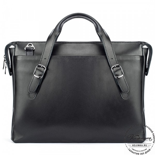 Кожаная деловая сумка "Франклин" (чёрная). фото 1