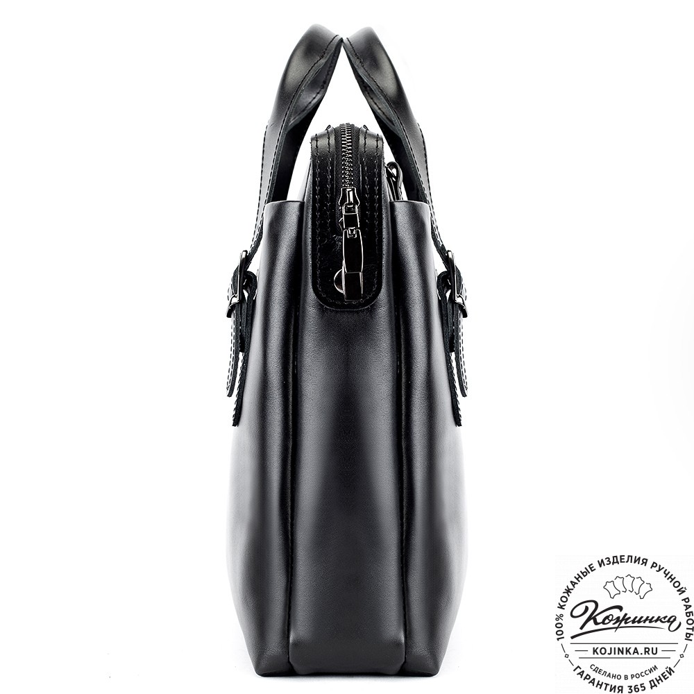 Кожаная деловая сумка "Франклин" (чёрная)