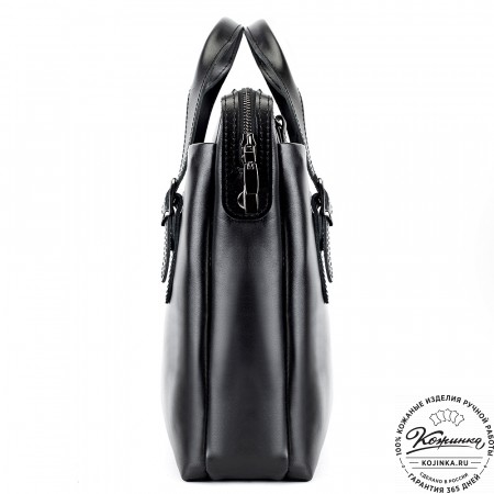 Кожаная деловая сумка "Франклин" (чёрная)