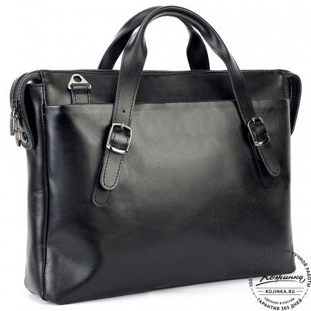 Кожаная деловая сумка "Франклин" (чёрная)
