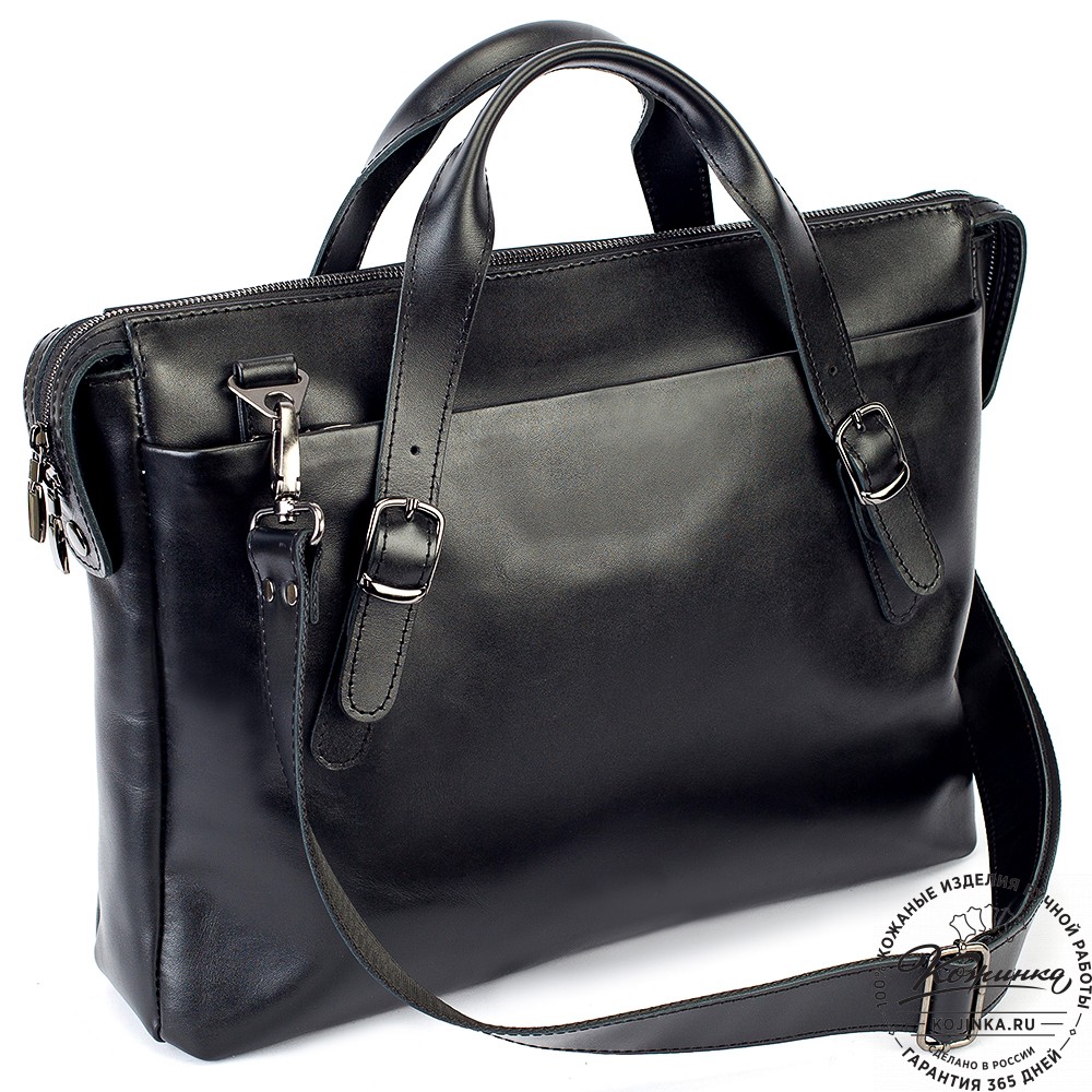 Кожаная деловая сумка "Франклин" (чёрная)