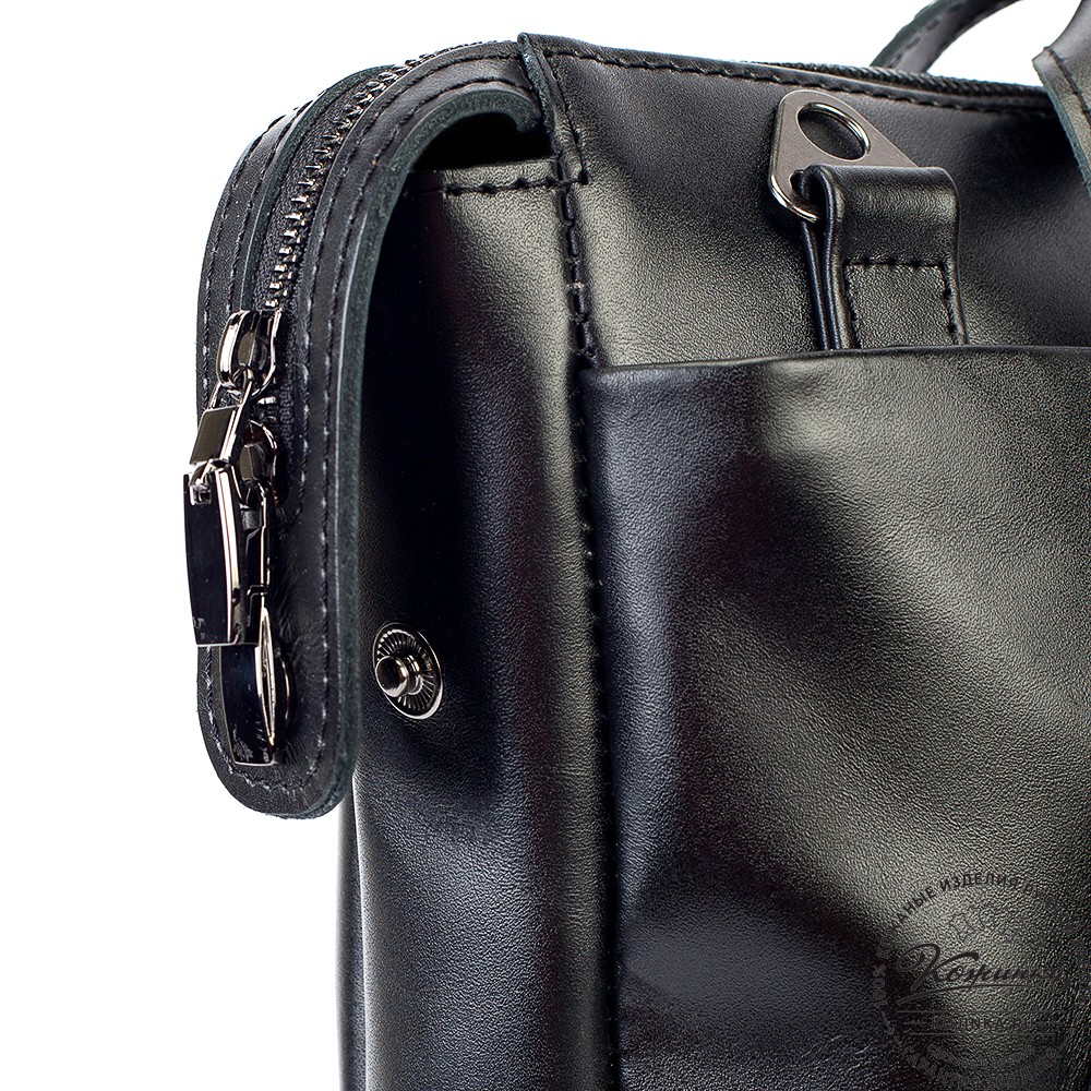 Кожаная деловая сумка "Франклин" (чёрная)