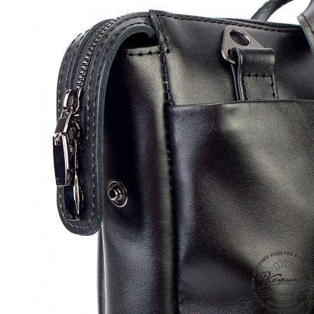 Кожаная деловая сумка "Франклин" (чёрная)