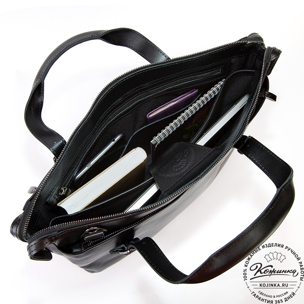 Кожаная деловая сумка "Франклин" (чёрная)