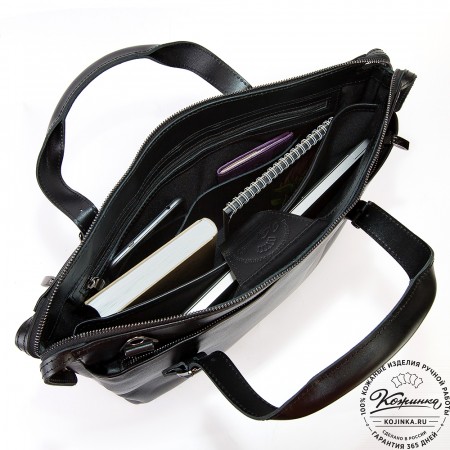 Кожаная деловая сумка "Франклин" (чёрная)