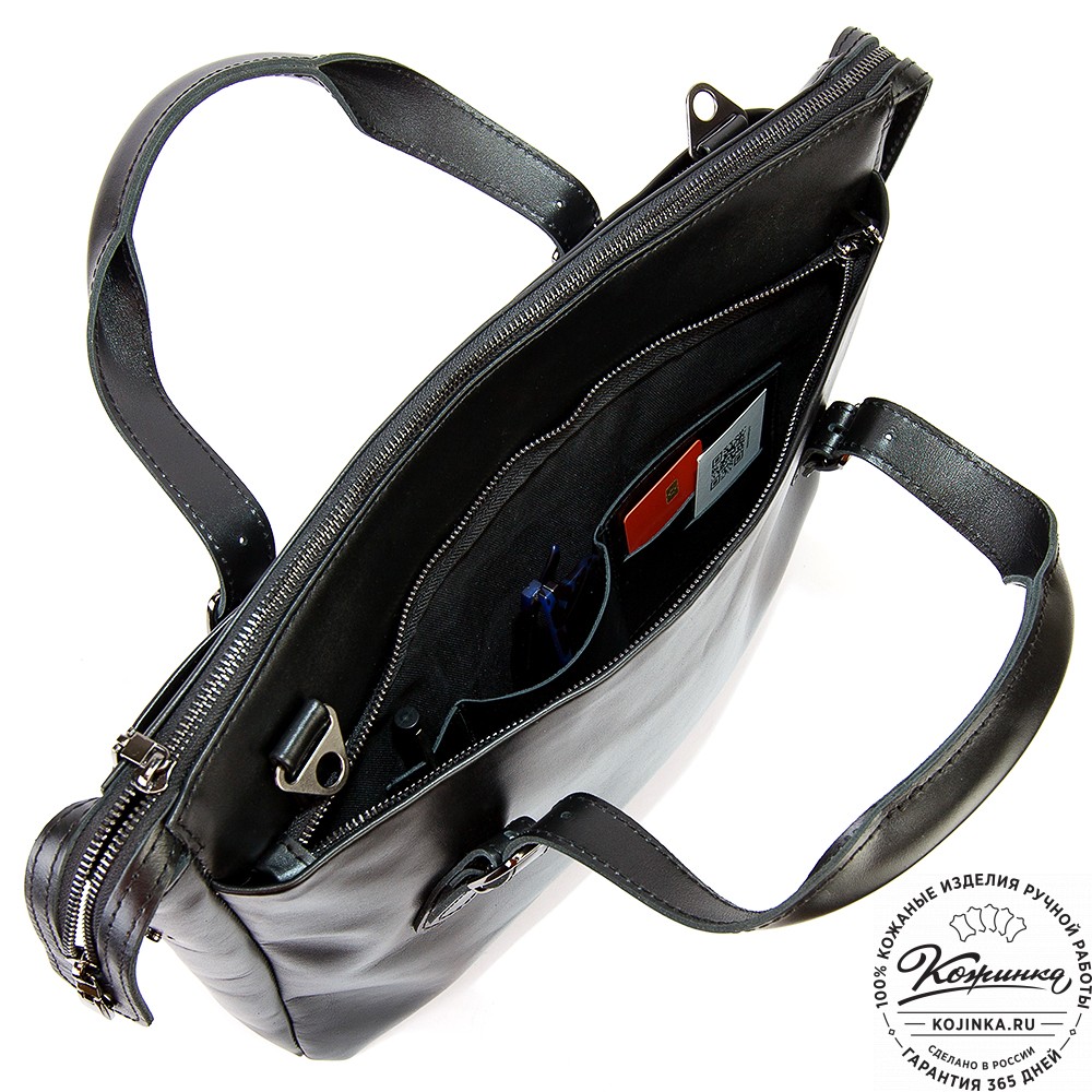 Кожаная деловая сумка "Франклин" (чёрная)