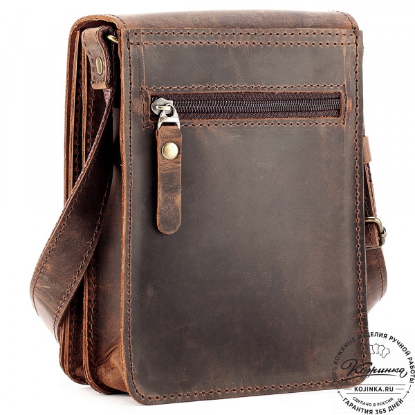 Мужская кожаная сумка "Робин" (тёмно-коричневый крейзи). фото 1
