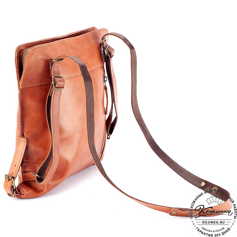 Женский кожаный рюкзак "Салоники" (рыжий)