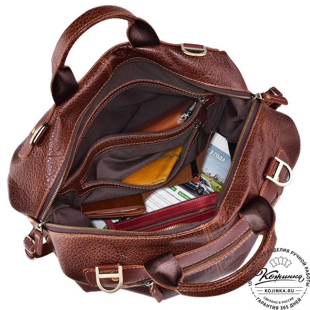 Кожаная дорожная сумка "Сити" (фактура коричневая)