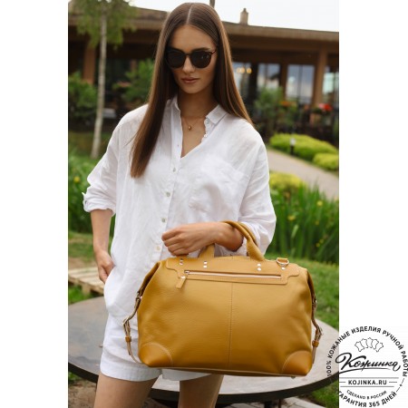 Кожаная дорожная сумка "Сити" (охра)