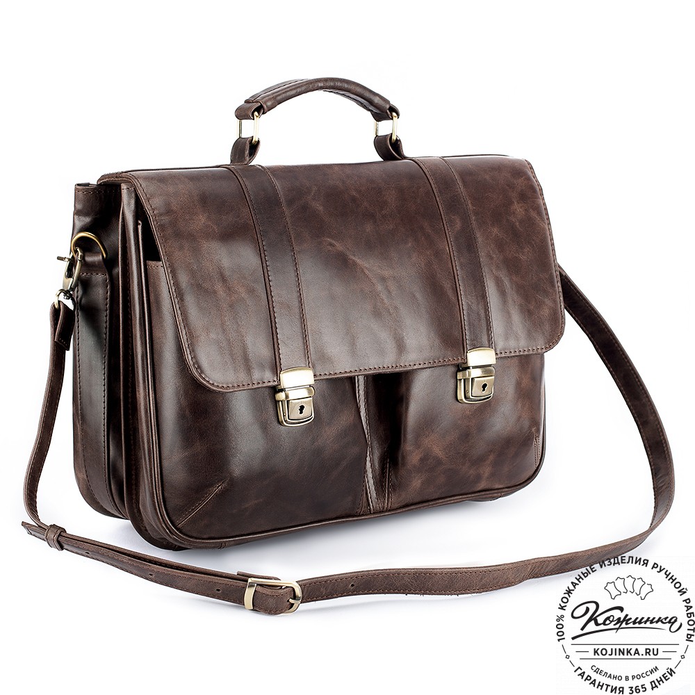 Кожаный портфель "Джозеф" (тёмно-коричневый антик)