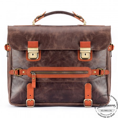 Кожаный портфель "Сталкер" (тёмно-коричневый антик)