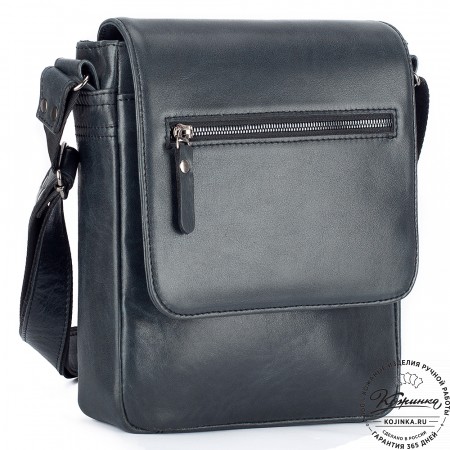 Мужская кожаная сумка "Вильнюс" (чёрная)
