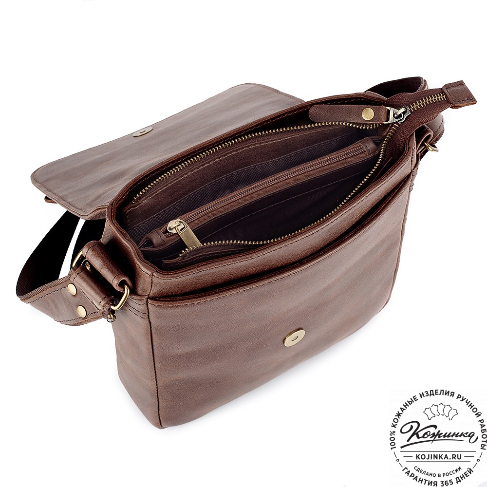 Мужская кожаная сумка "Вильнюс" (коричневая)