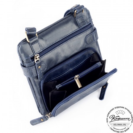 Кожаная сумка "Феликс" (синий антик) 