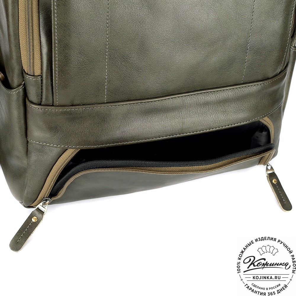 Кожаный рюкзак "Вена" (хаки гладкая кожа)