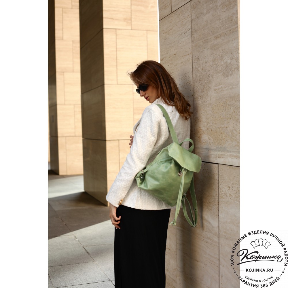  Женский кожаный рюкзак "Паулина" (серый)