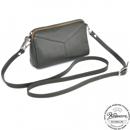  Кожаный клатч "Марта" (олива)