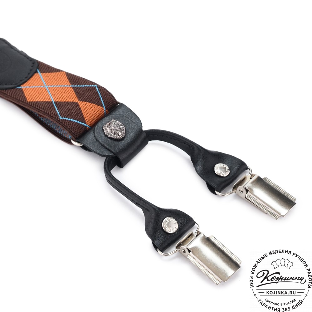  Подтяжки подарочные (коричневый с рыжим ромб)