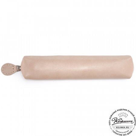 Кожаная мини-косметичка "Лонг" (бежевая)