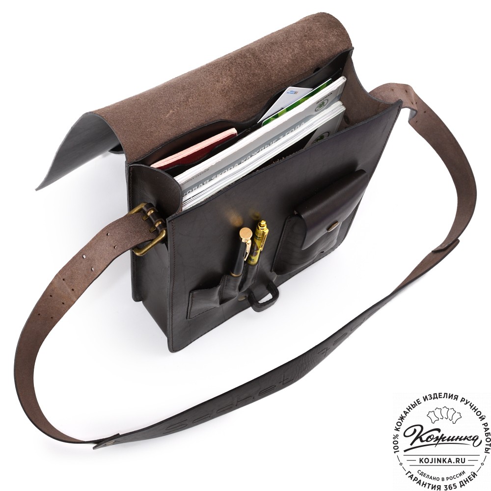 Кожаная сумка "Штурман" (тёмно-коричневая)