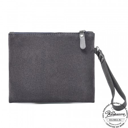   Кожаная косметичка "Флавия" велюр (серый) 