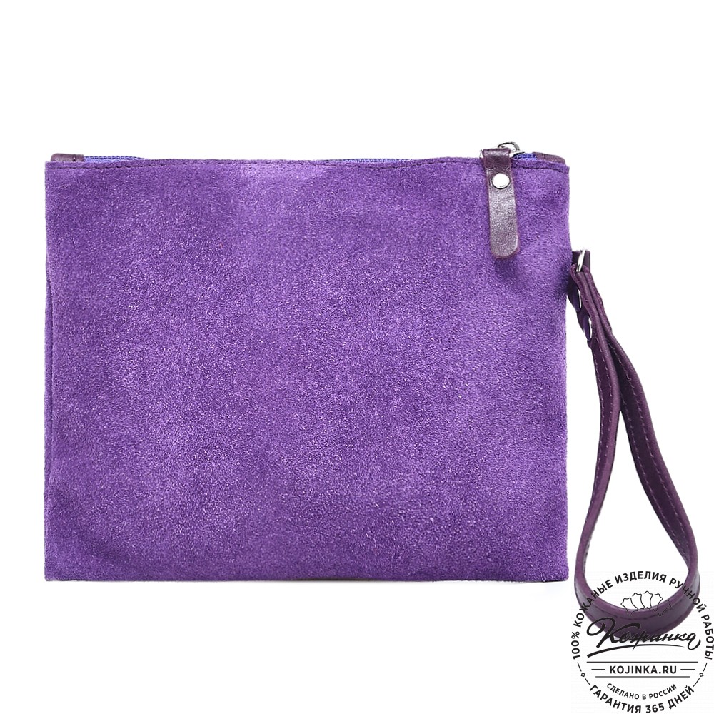  Кожаная косметичка "Флавия" велюр (сирень) 