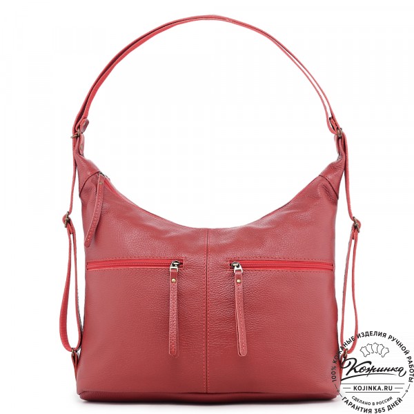  Женская кожаная сумка-трансформер "Ливадия" (красный). фото 1