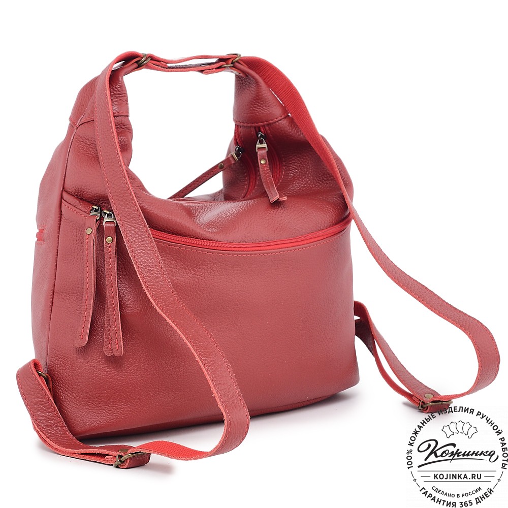  Женская кожаная сумка-трансформер "Ливадия" (красный)