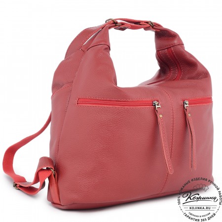  Женская кожаная сумка-трансформер "Ливадия" (красный)